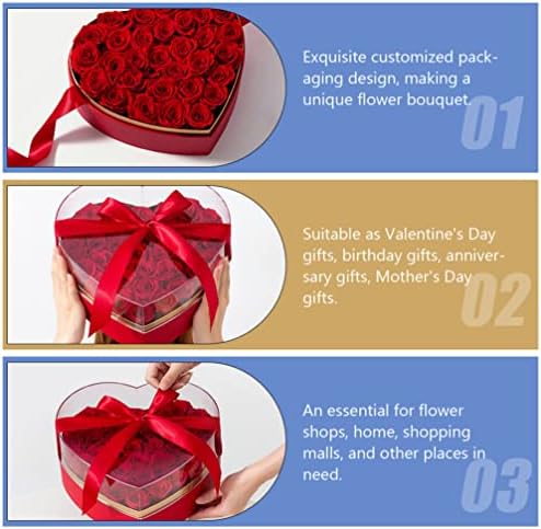 Подарък Кутия STOBOK във формата на Сърце, Подаръчни Кутии за Луксозни Цветове с Прозорец, Капак за Цветна Композиция,