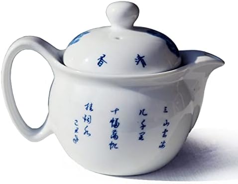 Чайник Yxhupot 350 мл Синьо-бял Цветен Порцелан Бъчва Класически Кана за вода (за хубост)