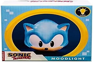 Fizz Creations Лампа настроението на Sonic на Таралеж в 3D форма глава от Sonic. Звукова нощна светлина с мек Сияние.