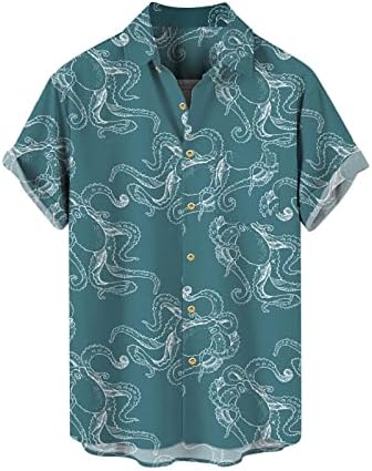 Риза с копчета, Мъжка Лятна Плажна Ежедневни Облекла Копчета, Ризи за активна почивка, Шарени Принт, Хавайски Плажни