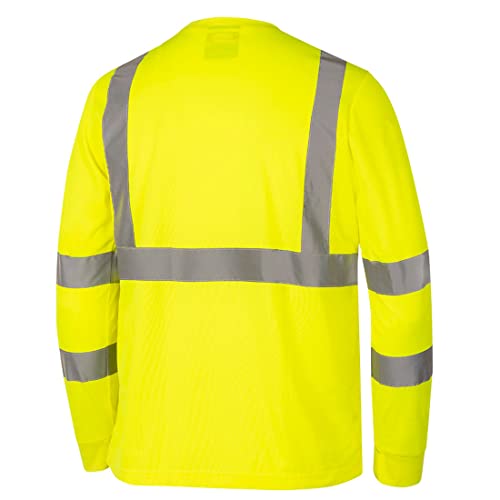 Защитна тениска Pioneer Hi Vis, за мъжете - Дълъг ръкав, с джоб - Светоотражающая лента - Тениска с висока видимост