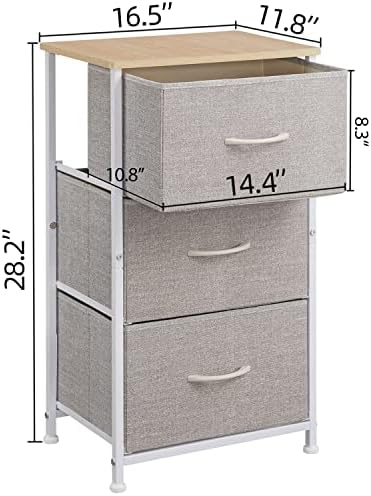 Малък скрин Somdot за спалня с 3 чекмеджета, Шкаф за съхранение на неща с Подвижни Плат кутии за гардероб, Нощно