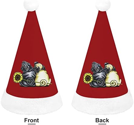 Коледна шапка с участието на семки и мопс, персонални шапка на Дядо Коледа, забавни коледни декорации