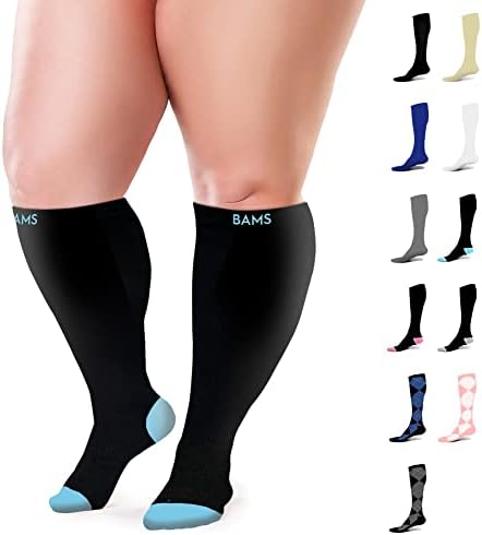 Компресия чорапи BAMS Plus Size Ширина до Прасците XXL, XXXL – Градуированная Бамбук Поддръжка на до коляното