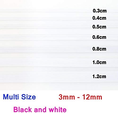 SELCRAFT 3 мм, 6 мм Еластична Лента Маска Бял Черно 3 мм-12 мм Висока Еластична Плоска Дъвка Поясная Лента Шевна