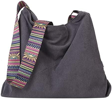 Дамски чанти-скитник FVOWOH, Вельветовая чанта-тоут среден размер на мълния, Ежедневни чанти през рамо в стил Бохо
