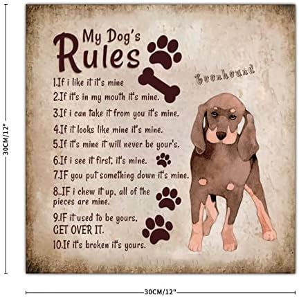 Alioyoit Правила на Кучето Ми Забавен Метален Знак Куче Табела Метална Плакат със Забавен Надпис За домашни Кучета