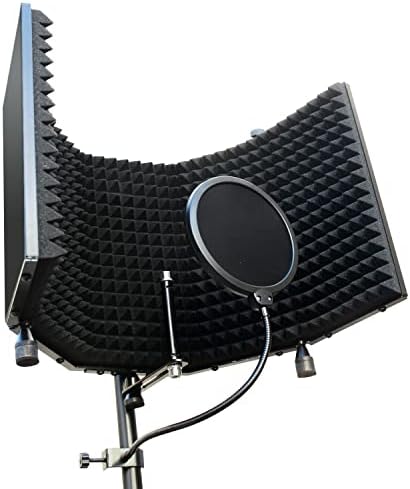 AxcessAbles 6-Инчов двуслойни студиен микрофон поп-филтър за изолиращ екран, поп-блокиращите с 14-инчов гъши врата