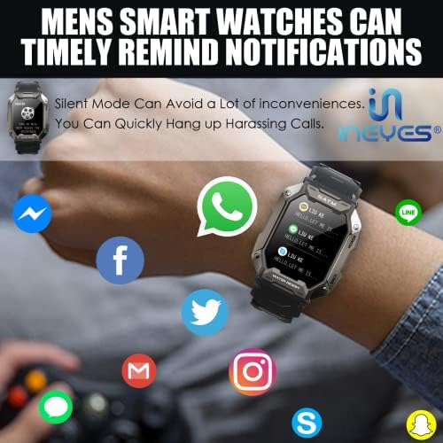 Умни часовници за мъже 5ATM Водоустойчив фитнес тракер, Android Смарт часовници за iPhone Съвместима с Samsung 1,72HD