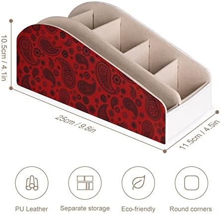 Черно-Червено Пейсли Притежателя на Дистанционното Управление от Изкуствена Кожа Кутия-Органайзер с 6 Отделения на Кутия За Съхранение за Хола Спални