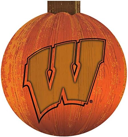 Творения на феновете на NCAA Wisconsin Badgers Унисекс Висконсинского университета 12 инча. Знак на Тикви за Хелоуин,