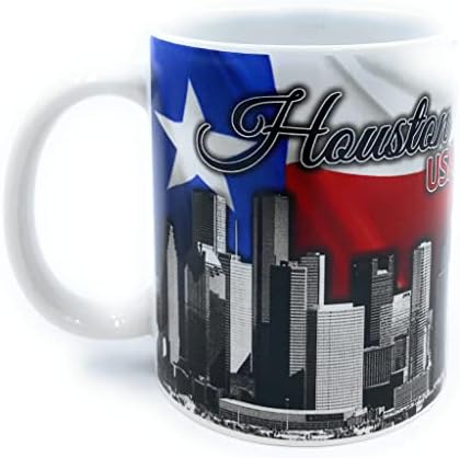 Aeisage Хьюстонская Чаша Тексас Подаръци Чаша Чаша Бял Чай Хоризонт Хюстън Чаши за Кафе Флаг на щата Тексас Сувенири