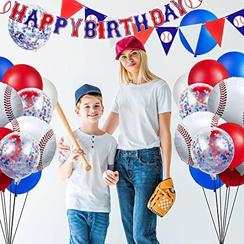 68 Теми бейзболни аксесоари за парти по случай рождения Ден включва 1 банер честит Рожден Ден, 1 бейзболен триъгълен