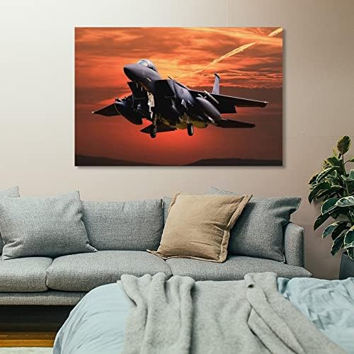 LERPET Военен Плакат със самолета F-15 Eagle Боец Реактивен самолет Самолет, Летящ Полет Плакати ВВС Естетика Домашен