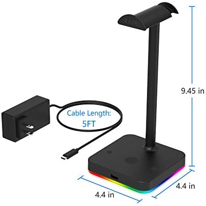 RGB Поставка за слушалки с безжично зарядно устройство KAFRI Настолна Детска Слушалки Притежателя Закачалка-Часова