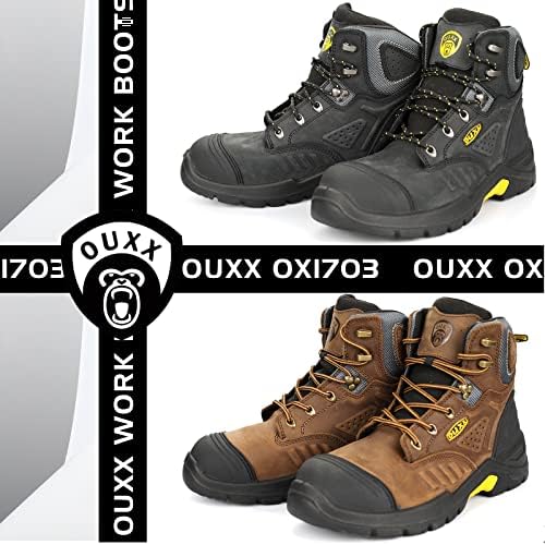 Работни обувки OUXX за мъже, Водоустойчиви обувки от неплъзгащи гумена кожа YKK цип със стоманени пръсти, устойчиви