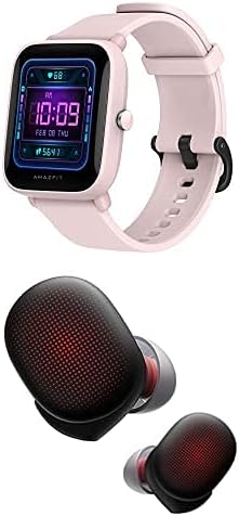 Смарт часовници Amazfit Bip U Pro за фитнес (розово) + комплект безжични слушалки PowerBuds True Wireless (черни),
