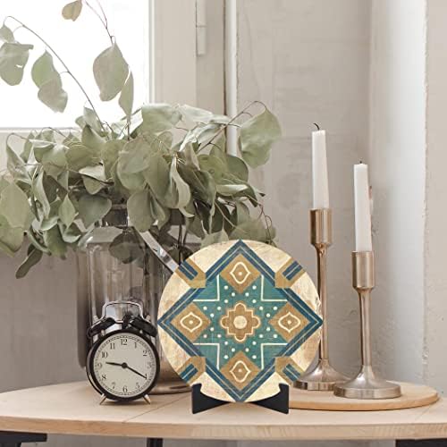 Марокански плочки Blue IX, Joyride Начало Декор, Дървена табела JoyRide Home Décor, Начало декор с размери 10 x 10 инча, проектирана от художника, выразит вашия стил.