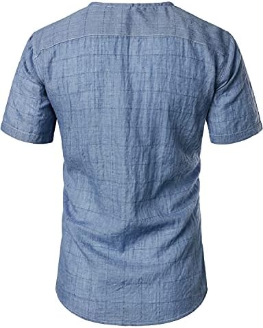 Мъжки Ежедневни Риза Henley от LucMatton с Къс ръкав, Летни Леки Плажни Върховете в Тънка Клетка