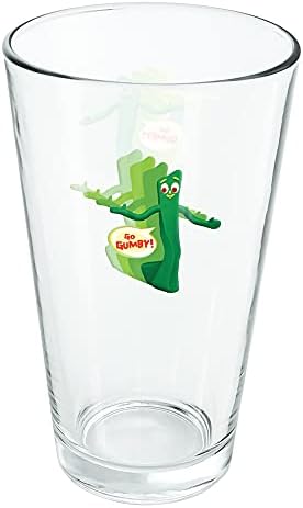 Чаша Go Gumby обем 16 унции, Закалено стъкло, С принтом и е идеален подарък за феновете | идеално за студени напитки,