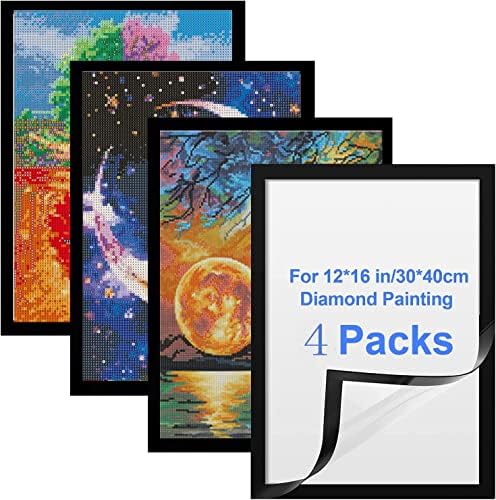 4 Опаковки Диамант Рамка за рисуване, Магнитни Самоклеящийся Диамант за картини с размер 12x16 Инча, Художествени