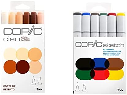 Copic Ciao, комплекти алкохолни маркери 6 бр., набор от маркери за портрети и алкохолни скици, мастни сух, брой