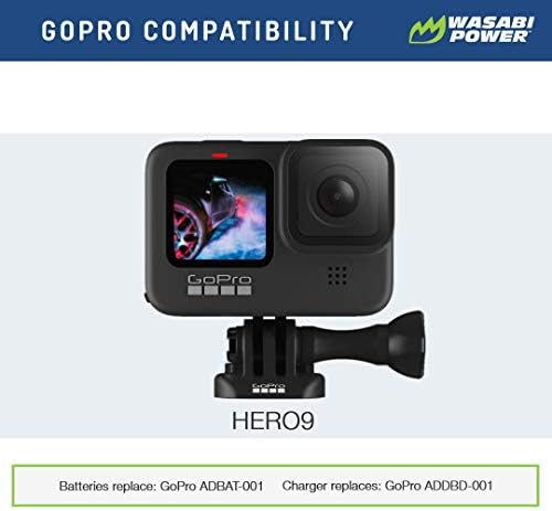 Батерия Wasabi Power HERO9 (2 комплекта) и двойно зарядно устройство за GoPro Hero 9 Black (напълно съвместими с