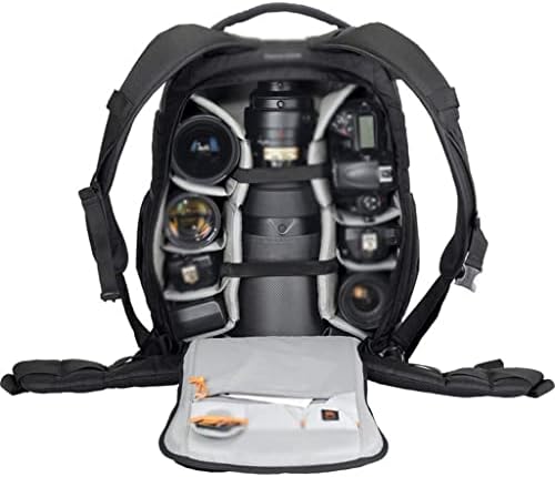 Чанта за фотоапарат GANFANREN на раменете, анти-кражба на чанта, чанта за фотоапарат с дождевиком (Цвят: черен размер: