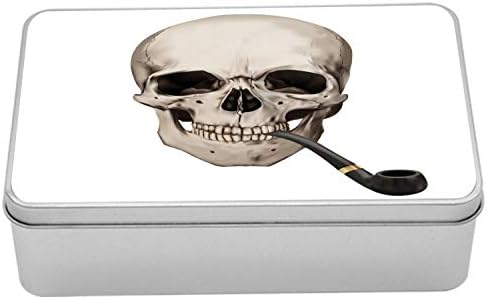 Лидице Кутия за пушачи с черепа Ambesonne, Высокодетализированное Изображение на Главата на Човешкия Скелет и Отпечатък