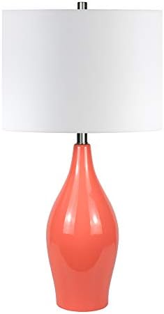 Порцеланова Настолна лампа Bella височина 28.25 инча с Филтър абажуром коралов/Бял цвят