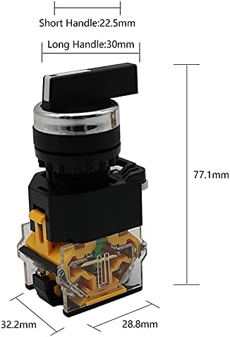 FACDEM 22 мм Дръжка Избор на Ротационен Превключвател С Моментално фиксиране 2NO 1NO1NC 2 и 3-Позиционен превключвател