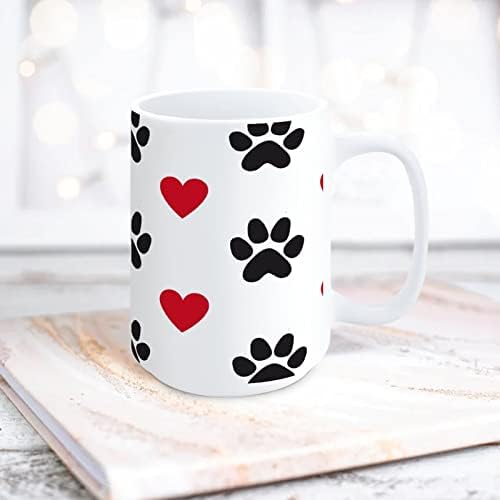 Керамични Кафеена Чаша с кучешки теми, Отпечатъци от кучешки Лапи, Модел във формата на Сърце, с Бяла Чаша, Новост,