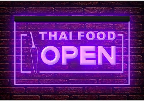 110228 Открит ресторант с тайландска кухня, Кафе-бар, lcd дисплей с led осветление, неон табела (16 X 12, orange)