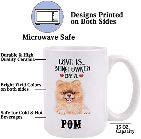 Керамични Кафеена Чаша с кучешки тема, Цитат за едно Куче, Любов принадлежи на Помпону, Бяла Чаша, Новост, Чаши
