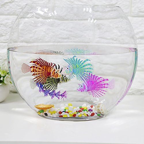 Yosoo Изкуствена рибка-лъв, светещи изкуствени рибки, украса за аквариум, имитирующее блясък животни (черен)