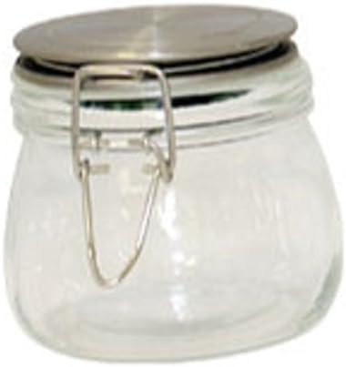Стъклена Кутия за съхранение на продукти за дома Gourmet със Стоманени панти капак, 71 унция, Бистра