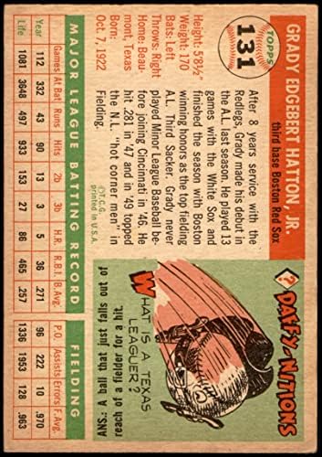1955 Топпс 131 Грэйди Хатън на Бостън Ред Сокс (Бейзболна картичка) VG/БИВШ Ред Сокс