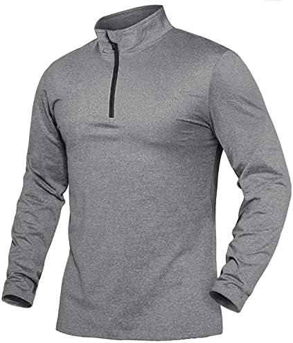 KEFITEVD Мъжки Пуловер с цип 1/4 Флисовые Ризи с дълъг ръкав Dry Fit Performance За Бягане, Спортни Тренировки,