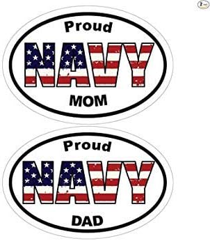 Йонна графика 2 елемента тъмно син стикер - Овална американски флаг, Vinyl стикер за татко и мама с гордост тъмно