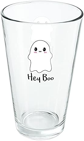 Чаша Hey Boo Сладък Kawaii Дух на 16 унции, Закалено Стъкло, С принтом и е идеален подарък за феновете | идеално