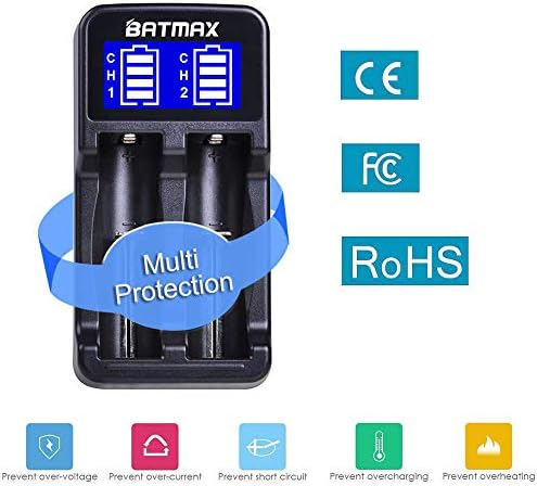 Batmax LCD Универсално Интелигентно зарядно устройство с две батерии, USB за Li-ion/Ni-MH/Ni-Cd 18650 18490 18350