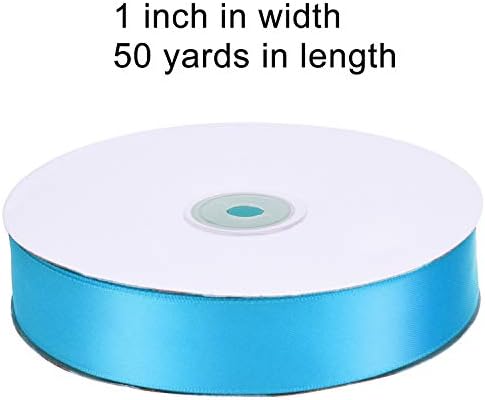 Двустранен сатен на ролка лента Livder Ширина 1 сантиметър и дължина от 50 ярда (светло синьо)