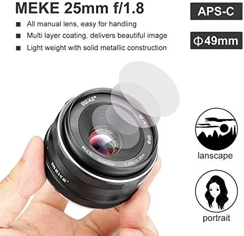 Широкоъгълен обектив Meike 25mm f/1.8 с голяма бленда и ръчно фокусиране, за да Беззеркальных фотоапарати Fujifilm X-Mount с APS-C