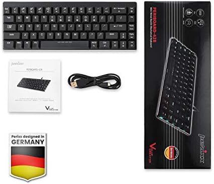 Мини-Механична клавиатура Perixx Micro USB PERIBOARD-428 с низкопрофильным ключа Kailh Кафяв цвят, осветление RGB,