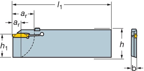 Стоманен нож е sandvik Coromant LF123F25-25B1 CoroCut 1-2, за да се смъкне и притежателя на канали, Максимална дълбочина