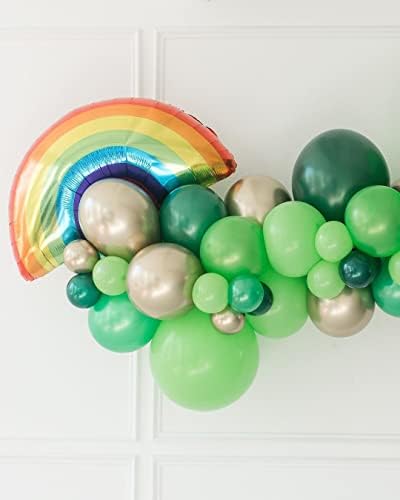 Комплект за Гирлянди от зелени Балони Enanal, 146 бр., Зелени балони с Детелина, с Преливащи се цветове 4D Балони