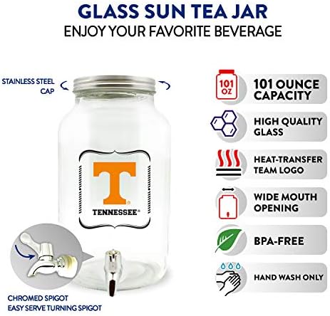 Duck House NCAA Tennessee Volunteers Стъклена Опаковка за напитки / Банка Слънце Чай, 3 Литра