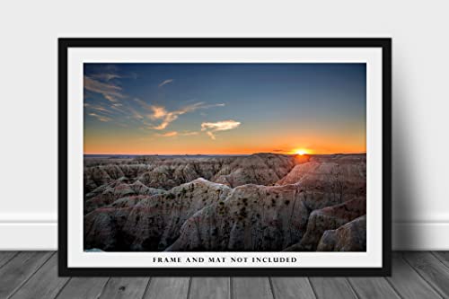 Западна фотография, Принт (без рамка), Изображението на Живописен залез над национален парк Бэдлендс, Южна Дакота, Great Plains, Стенно изкуство, Естествен декор от 4x6 до 40