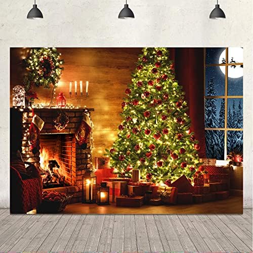 Ticuenicoa 7x5ft Коледен Фон Камина Коледно Дърво Подарък Фон За Снимки Коледен Детски Душ Рожден Ден Украси За