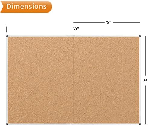 ELBI-PRO голяма corkboard обяви /сгъваема дъска за бележки, 60 X 36 см, сребриста алуминиева рамка